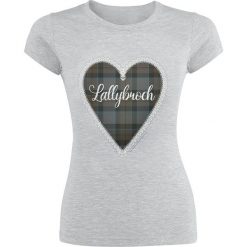 Outlander Lallybroch Love Koszulka damska odcienie szarego. Szare bluzki asymetryczne Outlander, l, z nadrukiem, z okrągłym kołnierzem. Za 74,90 zł.