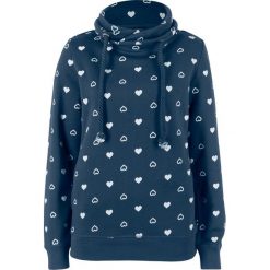 Bluza z wysokim kołnierzem bonprix ciemnoniebieski. Niebieskie bluzy damskie bonprix, bez wzorów, bez rękawów, bez kaptura. Za 109,99 zł.
