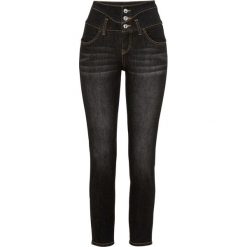Dżinsy z wysoką talią bonprix czarny denim. Czarne jeansy damskie bonprix. Za 134,99 zł.