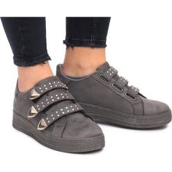 Szare Trampki Na Rzepe Z Cekinami AB-3 Szary. Szare trampki i tenisówki damskie ButyModne, w paski, z paskami. Za 67,50 zł.