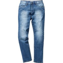 Dżinsy ze stretchem Slim Fit Straight bonprix niebieski "used". Niebieskie jeansy męskie bonprix, m, bez wzorów, klasyczne. Za 109,99 zł.