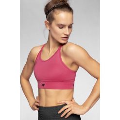 Biustonosz sportowy do jogi STAD252 - różowy. Różowe biustonosze sportowe damskie m, bez wzorów, z dzianiny, na jogę i pilates. W wyprzedaży za 49,99 zł.