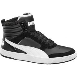 Buty męskie Puma Rebound Street V2 Puma czarno-białe. Czarne buty sportowe damskie marki Puma, w paski, ze skóry. Za 279,90 zł.