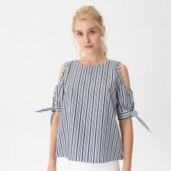 Bluzka typu cold shoulder - Granatowy. Niebieskie bluzki damskie marki House, s, bez wzorów, bez kołnierzyka, bez rękawów. Za 59,99 zł.
