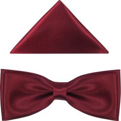 Bordowa mucha męska SLIM z poszetką B51. Czerwone muszki męskie Modini Moda Męska, na co dzień, bez wzorów, z tkaniny, eleganckie. Za 45,00 zł.
