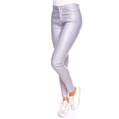 Spodnie "Line" - Slim fit - w kolorze szarym. Szare rurki damskie Glamour Paris, s. W wyprzedaży za 153,95 zł.