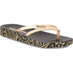 Japonki IPANEMA - Bossa Soft II Fm 82282 Black/Gold 21117. Żółte klapki damskie Ipanema, bez wzorów, z tworzywa sztucznego, bez obcasa. Za 74,99 zł.
