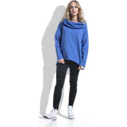 Bluzy damskie: Chabrowa Bluza Asymetryczna Melanżowa z Kapturem