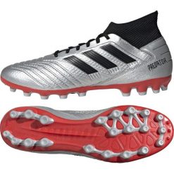 Buty piłkarskie adidas Predator 19.3 Ag M F99989. Szare buty sportowe męskie Adidas, z materiału, na sznurówki, do piłki nożnej. W wyprzedaży za 389,00 zł.