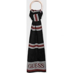 Guess Jeans - Szalik. Czarne szaliki męskie Guess Jeans, z aplikacjami, z dzianiny. Za 229,90 zł.