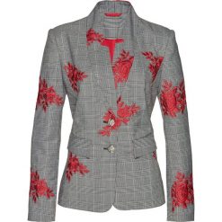 Żakiet bonprix czarno-biały. Czarne żakiety damskie bonprix, z haftami, z materiału. Za 124,99 zł.