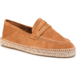 Espadryle MANEBI - Loafers W 1.1 L0 Cuero. Pomarańczowe espadryle damskie Manebi, ze skóry, na płaskiej podeszwie. Za 549,00 zł.