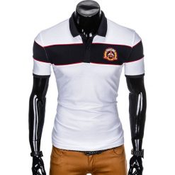 KOSZULKA MĘSKA POLO Z NADRUKIEM S910 - BIAŁA. Białe koszulki polo Ombre Clothing, m, z nadrukiem. Za 59,00 zł.