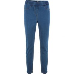 Wygodne legginsy ze stretchem z wysoką talią bonprix niebieski "stone". Niebieskie jeansy damskie bonprix. Za 44,99 zł.