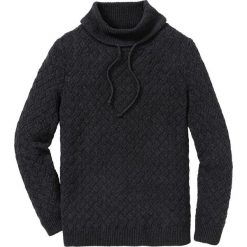 Sweter w warkocze z szerokim golfem Regular Fit bonprix antracytowy melanż. Szare swetry męskie bonprix, s, bez wzorów. Za 64,99 zł.