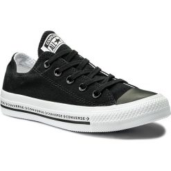 Trampki CONVERSE - Ctas Ox 159587C Black/Black/White. Czarne półbuty damskie marki Converse, bez wzorów, z gumy, bez obcasa, na płaskiej podeszwie, bez zapięcia. W wyprzedaży za 209,00 zł.