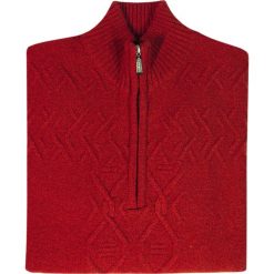 Czerwony sweter męski - półgolf rozpinany na zamek SW41. Czerwone swetry męskie m, z wełny, casualowe, z golfem. Za 242,10 zł.