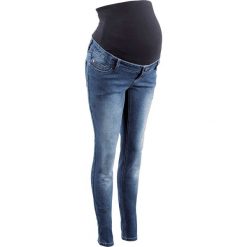 Dżinsy ciążowe SKINNY bonprix niebieski "stone". Niebieskie boyfriendy damskie bonprix, w paski, z dżerseju. Za 139,99 zł.