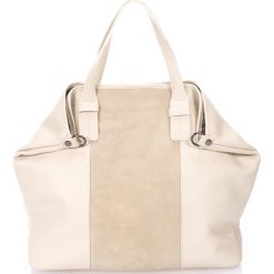 Torebki i plecaki damskie: Skórzana torebka w kolorze beżowym – 60 x 44 x 15 cm