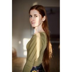 Bluzka Molinara khaki XXS zielony. Zielone bluzki damskie marki Marie Zélie, s, w paski, z elastanu, bez kołnierzyka, z długim rękawem. Za 167,00 zł.