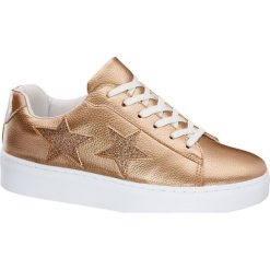 Sneakersy damskie Graceland złote. Żółte sneakersy damskie Graceland, z tworzywa sztucznego. Za 99,90 zł.