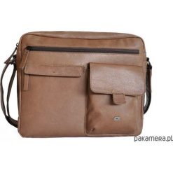 Teczka torba na ramię BRAVE 16 brąz. Brązowe torby męskie skórzane marki Pakamera, bez wzorów, ze skóry, na ramię. Za 270,00 zł.