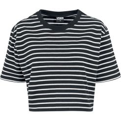 Bluzki asymetryczne: Urban Classics Ladies Short Striped Oversized Tee Koszulka damska czarny/biały