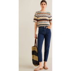 Mango - Jeansy Mom. Zielone jeansy damskie Mango, z aplikacjami, z elastanu, z podwyższonym stanem. Za 119,90 zł.