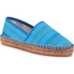 Espadryle LOVE MOSCHINO - JA10322G0AJW1702 Turchese. Niebieskie espadryle damskie Love Moschino, bez wzorów, ze skóry, bez obcasa, na płaskiej podeszwie. Za 749,00 zł.