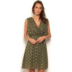 Sukienka "Venise" w kolorze khaki. Brązowe sukienki damskie Manoukian, l, w kropki, midi. W wyprzedaży za 109,95 zł.