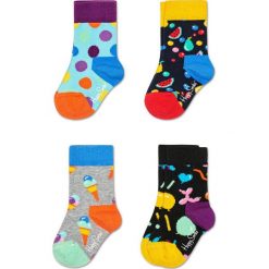 Happy Socks - Skarpetki dziecięce 15-26 (4-pak). Szare skarpetki dziewczęce Happy Socks, bez wzorów, z elastanu. W wyprzedaży za 79,90 zł.
