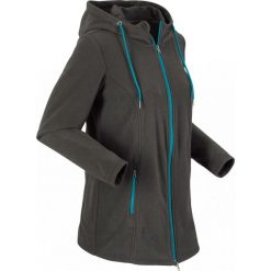 Kurtka neoprenowa ze stretchem, długi rękaw bonprix szaro-ciemnoturkusowy. Szare bluzy damskie bonprix, bez wzorów, z neoprenu, długie, bez kaptura. Za 129,99 zł.