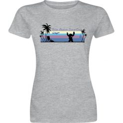Lilo & Stitch Palm Beach Koszulka damska odcienie szarego. Szare bluzki damskie marki Lilo & Stitch, l, z nadrukiem, z okrągłym kołnierzem. Za 54,90 zł.