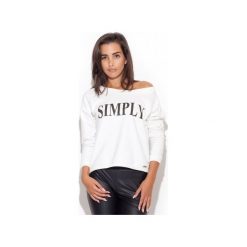 Bluza K203 Ecru. Brązowe bluzy damskie KATRUS, xl, z napisami, z bawełny, z długim rękawem, długie, bez kaptura. Za 99,00 zł.
