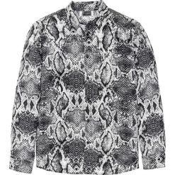 Koszula z długim rękawem i nadrukiem Slim Fit bonprix biało-czarny we wzór skóry węża. Białe koszule męskie bonprix, xl, z nadrukiem, ze skóry. Za 54,99 zł.