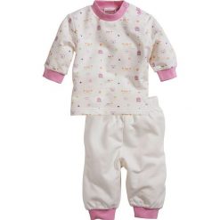 Piżama w kolorze biało-różowym. Różowe piżamy niemowlęce Playshoes, Schnizler, bez wzorów, z bawełny. W wyprzedaży za 27,95 zł.