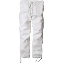 Spodnie lniane Regular Fit Straight bonprix biały. Białe spodnie męskie bonprix, na lato, m. Za 129,99 zł.