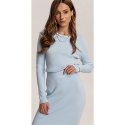 Niebieski Sweter Lilinira. Niebieskie swetry damskie Renee, s, bez wzorów, casualowe, bez rękawów, bez kaptura. Za 99,99 zł.