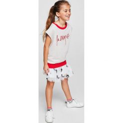 Mango Kids - Spódnica dziecięca Dust 104-152 cm. Szare spódniczki dziewczęce marki Mango Kids, s, z haftami, z bawełny, mini, rozkloszowane. W wyprzedaży za 49,90 zł.