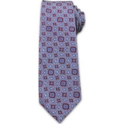 Męski Krawat z Fioletowymi Akcentami , wzór PAISLEY- Chattier, Kolorowy KRCH1021. Niebieskie krawaty męskie Chattier, bez wzorów, z tkaniny, eleganckie. Za 40,00 zł.