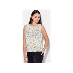 Bluzka K139 Ecru. Brązowe bluzki damskie KATRUS, xl, bez wzorów, bez kołnierzyka, bez rękawów. Za 89,00 zł.