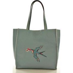 Shopper bag damskie: Uccello Włoska torebka ze skóry MAZZINI błękitna