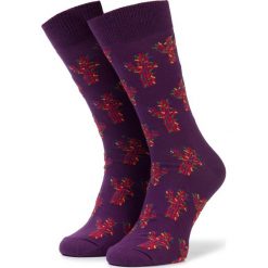 Skarpety Wysokie Unisex HAPPY SOCKS - CAC01-5000 Fioletowy. Fioletowe skarpetki damskie Happy Socks, bez wzorów, z elastanu. Za 34,90 zł.