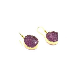 Earrings Okrągłe Agat Śliwkowy złoto. Fioletowe kolczyki damskie marki Brazi druse jewelry, z agatem, złote. Za 220,00 zł.