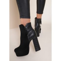 Czarne Botki Ohirielle. Czarne botki damskie Renee, bez obcasa, na obcasie, bez zapięcia. Za 129,99 zł.