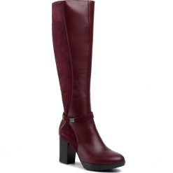 Kozaki ANN MEX - 0432 14S+14WB Bordo. Czerwone kozaki damskie Ann Mex, ze skóry, przed kolano, na wysokim obcasie, bez zapięcia. W wyprzedaży za 299,00 zł.