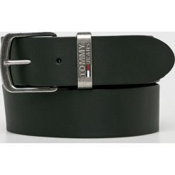 Tommy Jeans - Pasek skórzany. Czarne paski męskie marki Tommy Jeans, w paski, z jeansu. Za 229,90 zł.
