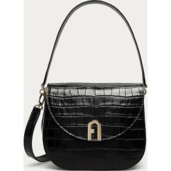 Furla - Torebka skórzana Sleek. Czarne listonoszki damskie Furla, w paski, z poliesteru, na ramię, bez dodatków. Za 1749,00 zł.