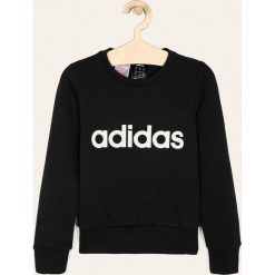 Adidas - Bluza dziecięca 128-170 cm. Czarne bluzy dziewczęce Adidas, z nadrukiem, z elastanu, bez rękawów, bez kaptura. W wyprzedaży za 119,90 zł.