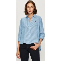 Polo Ralph Lauren - Koszula. Niebieskie koszulki damskie polo Polo Ralph Lauren, na co dzień, s, bez wzorów, ze lnu, klasyczne, polo, z długim rękawem. W wyprzedaży za 449,90 zł.